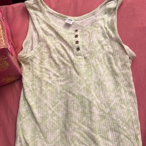 Beach green and white top